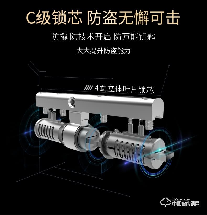 曼亞智能鎖 家用防盜門密碼鎖指紋刷卡遠程感應鎖A9