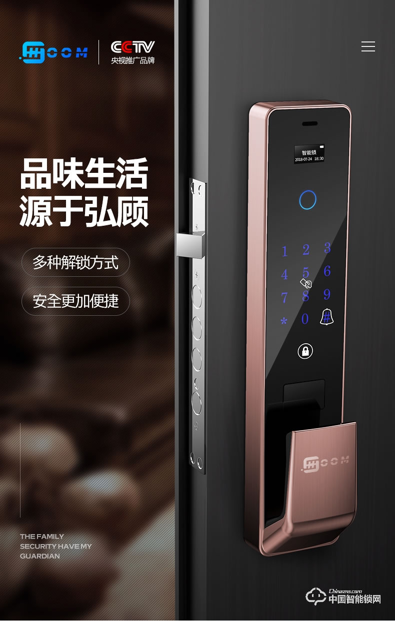 弘顧智能鎖 H001家用防盜門鎖智能電子鎖全自動(dòng)刷卡感應(yīng)