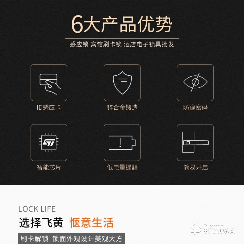 飛黃智能鎖 J01-B1X1拉絲系列鈦鋁合金刷卡鎖