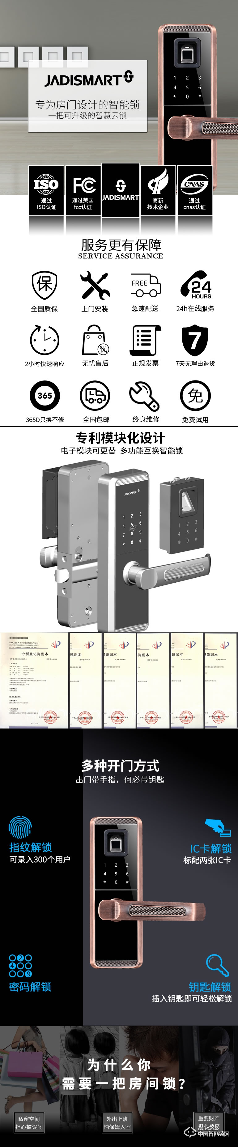 小家丁指紋鎖 D1大門鎖磁卡鎖密碼鎖