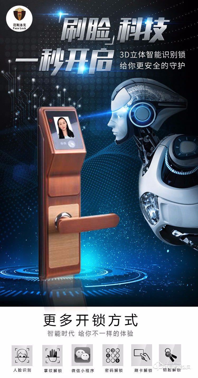 范斯洛克智能鎖 古銅色第一代人臉識別鎖