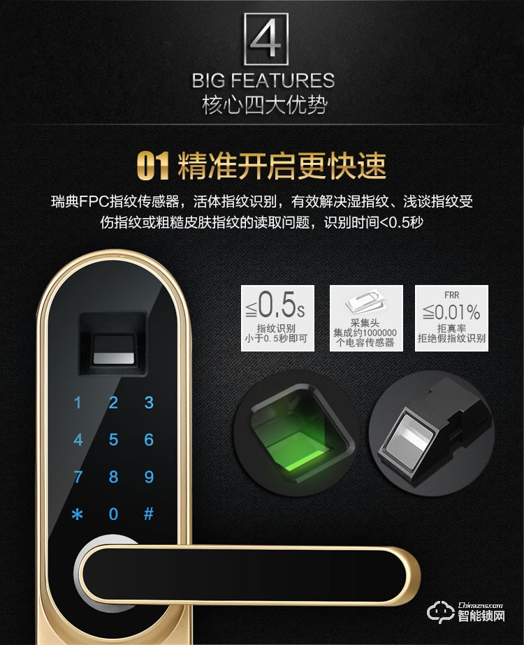 久富智能鎖 智能指紋鎖 室內門指紋密碼鎖