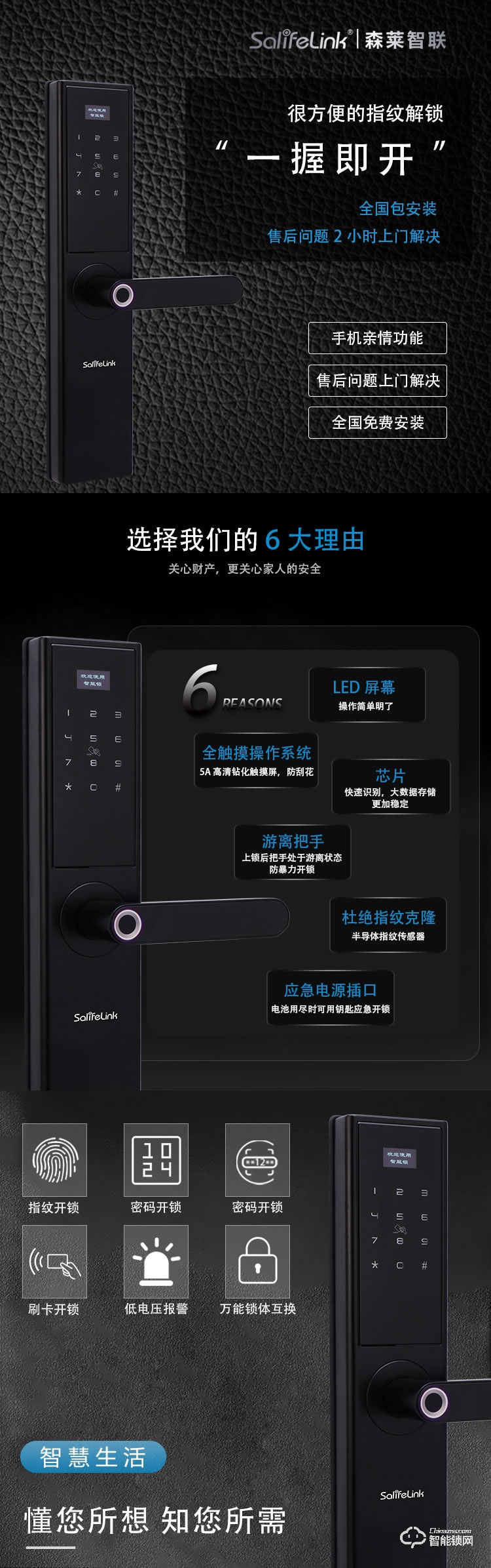 森萊智聯(lián)智能鎖 家用高檔防盜門酒店智能鎖