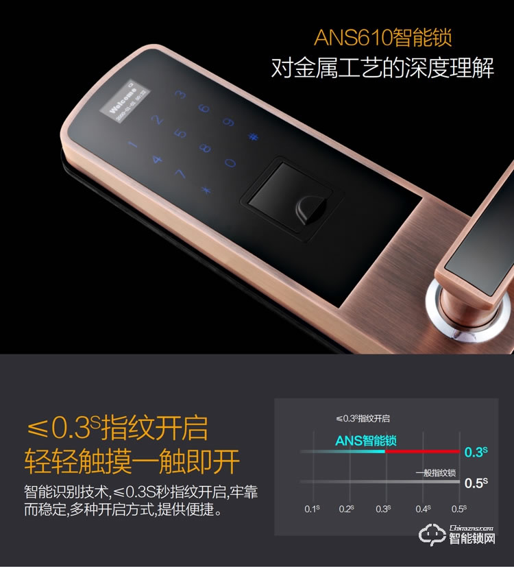 安諾斯智能鎖 安諾斯智能門(mén)鎖指紋密碼門(mén)鎖610