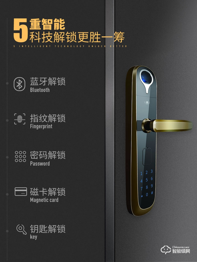 標居智能鎖 A7系列指紋密碼鎖 家用防盜智能鎖