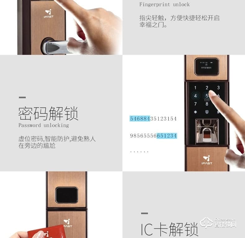 艾飛斯智能鎖 滑蓋感應(yīng)密碼大門鎖