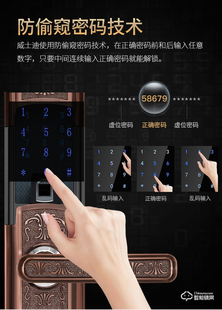 威士迪智能鎖 電子密碼半導體防盜門鎖