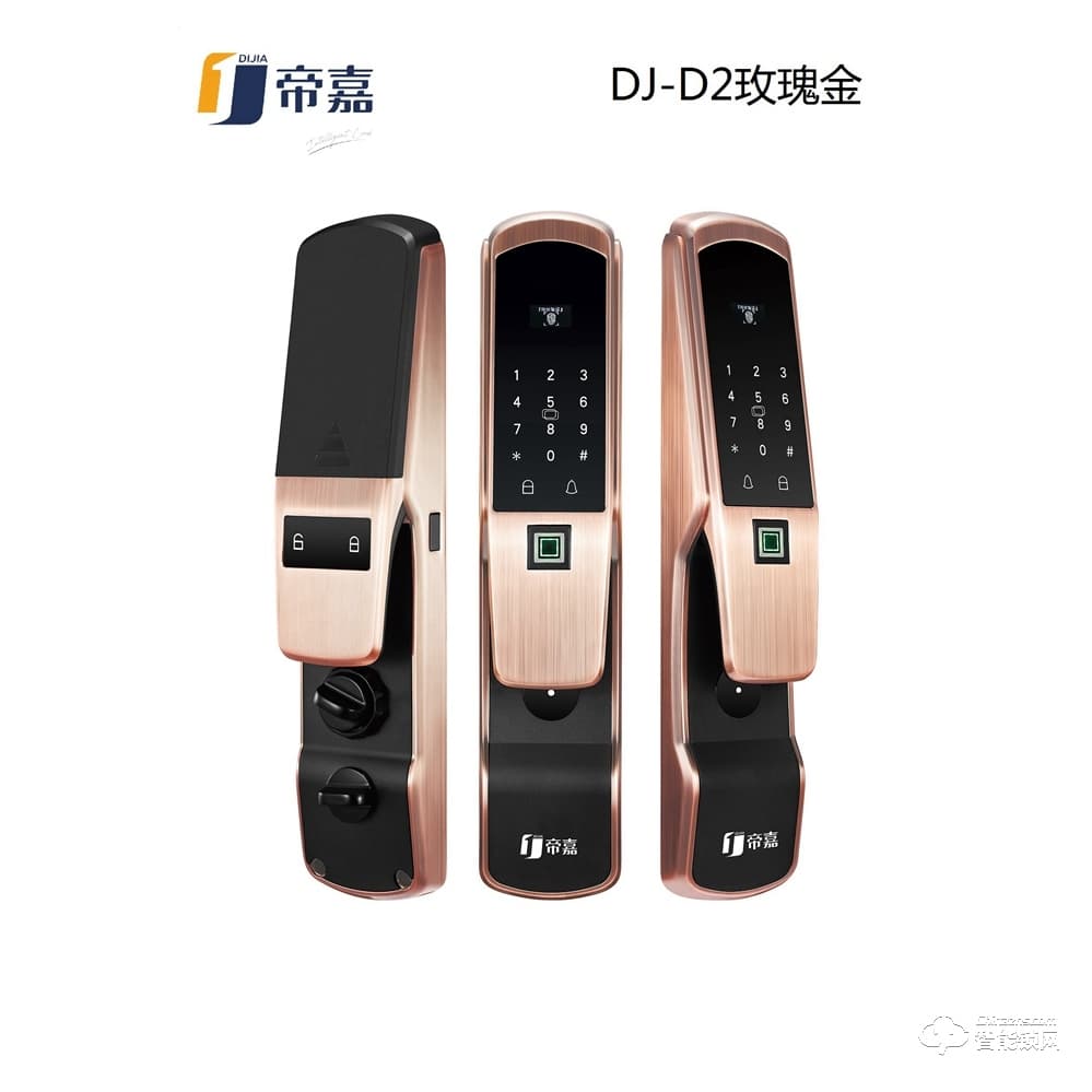 帝嘉智能鎖 全自動(dòng)系列DJ-D2玫瑰金指紋密碼鎖