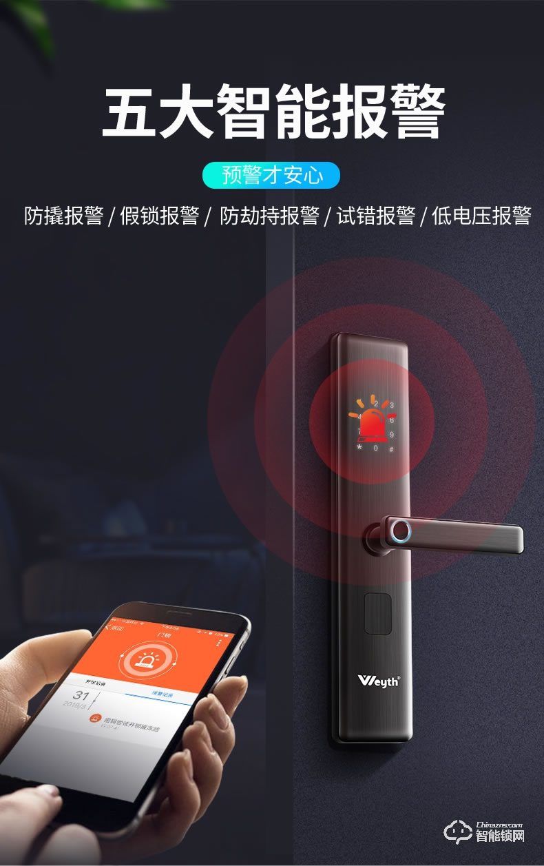 惠氏智能鎖 H18智能指紋鎖家用防盜門鎖