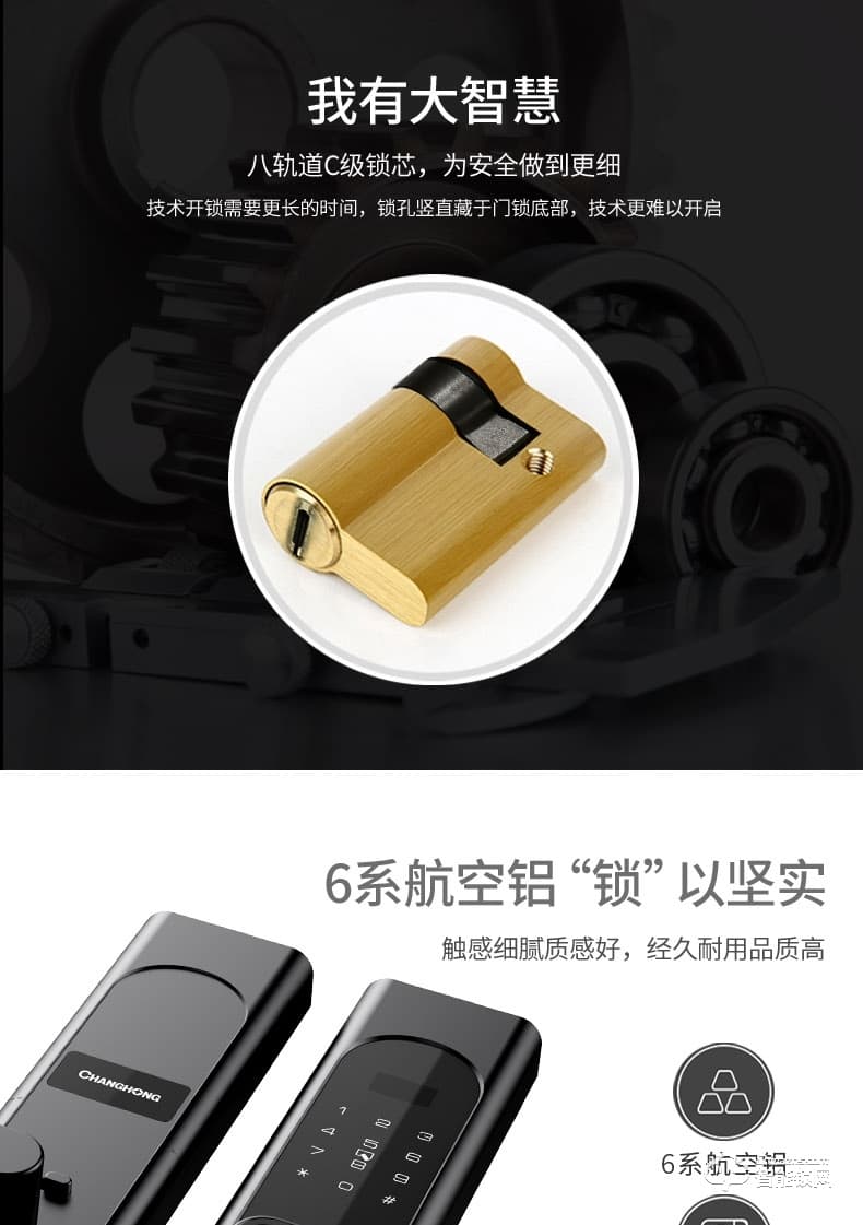 長虹智能鎖 M8001微信遠程智能鎖密碼鎖