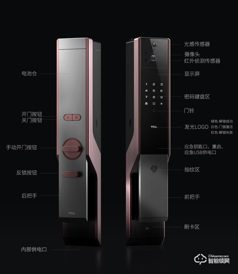 TCL智能鎖 K3家用防盜門鎖推拉式能門鎖