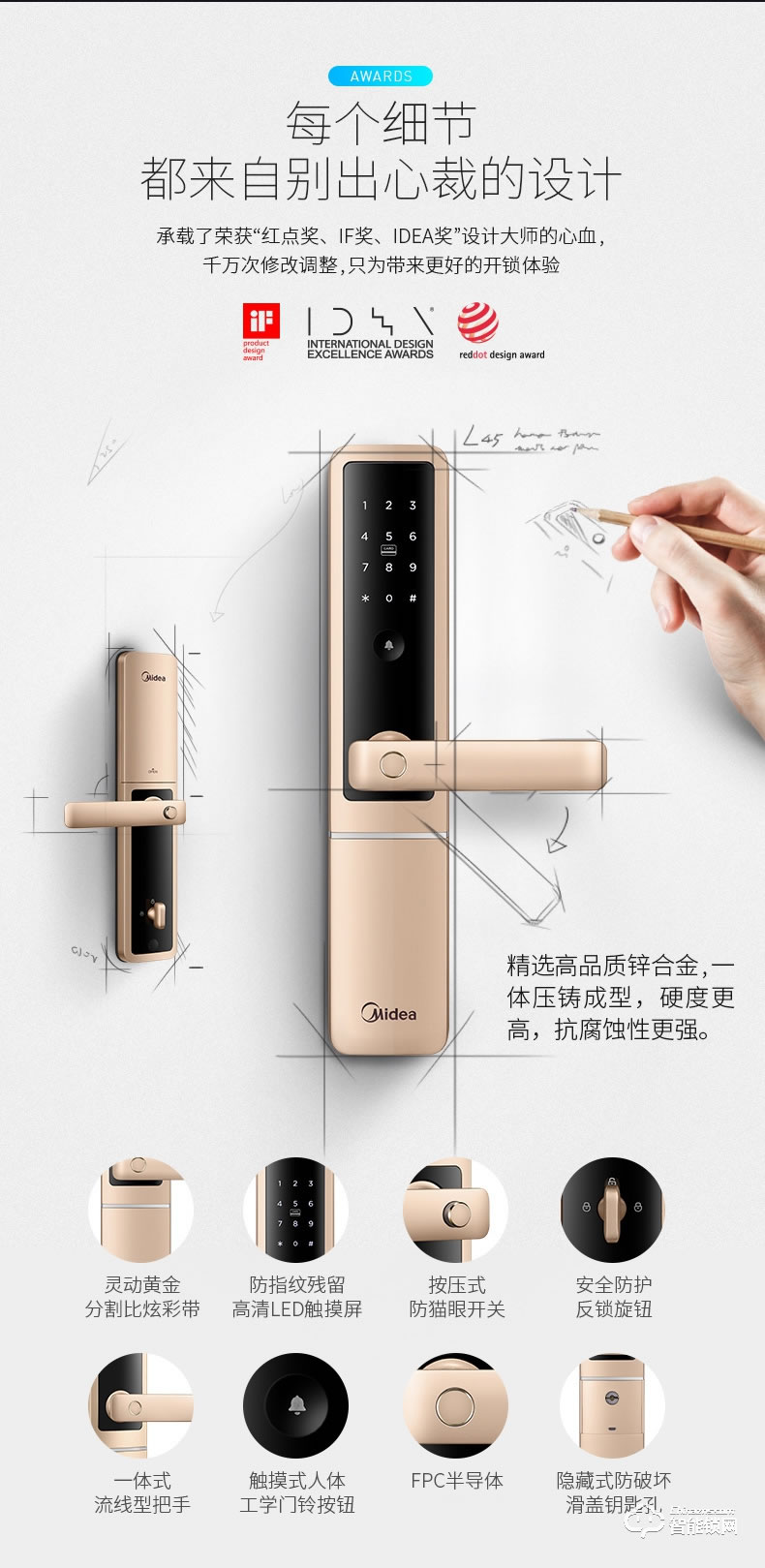 美的指紋鎖 瑞典FPC半導體電子鎖