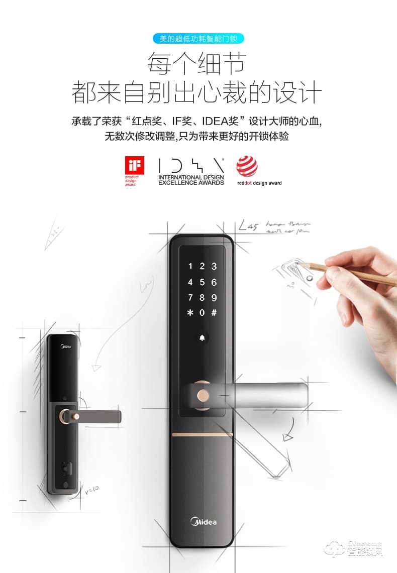 美的指紋鎖 藍(lán)牙防特斯拉線圈鎖