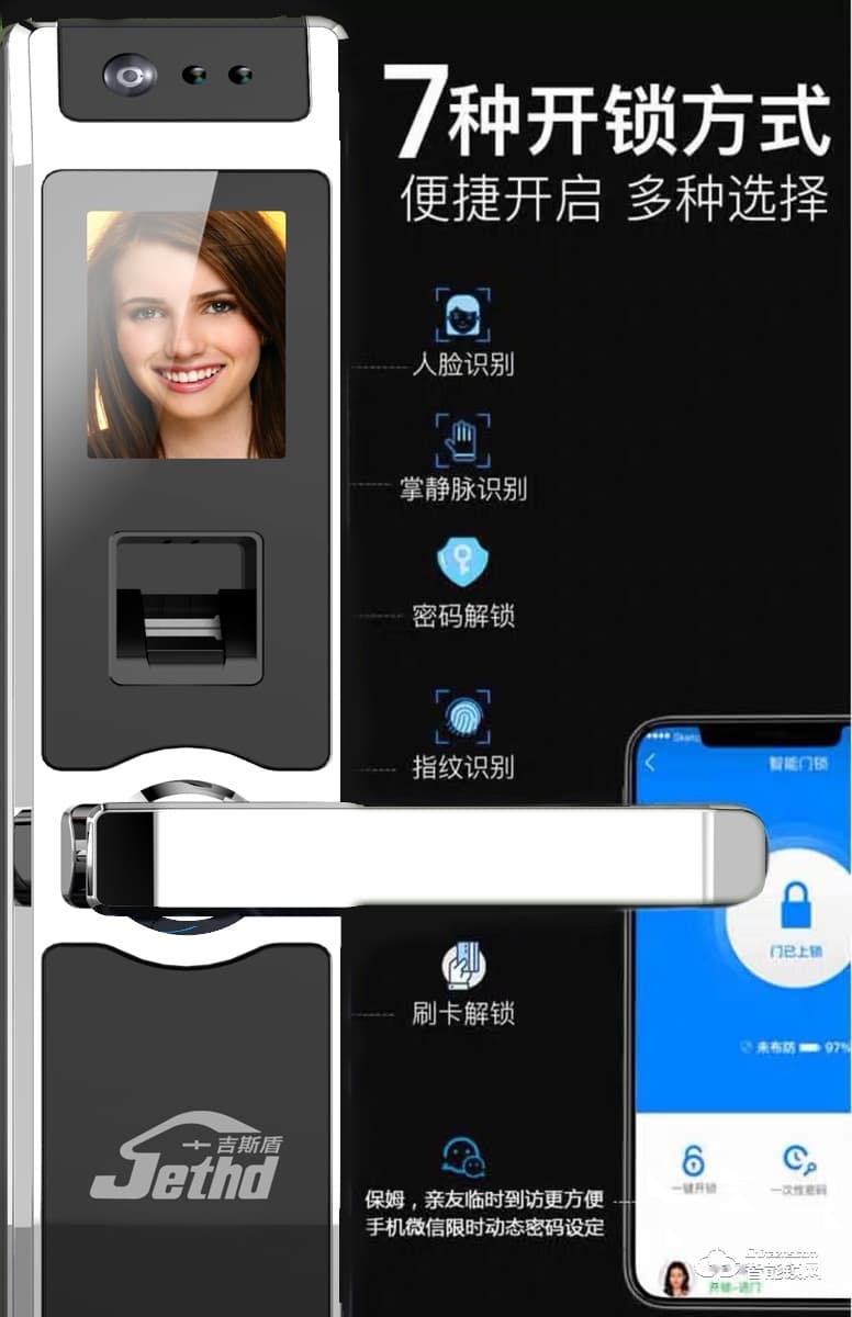 吉斯盾智能鎖 LZ-R200面部識別指紋鎖智能鎖