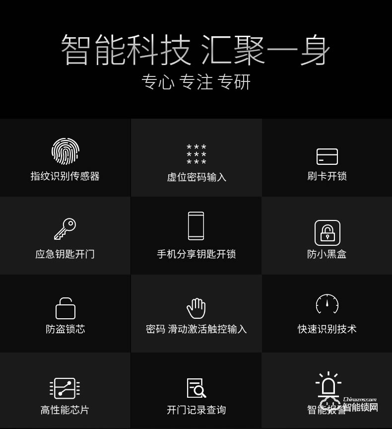 眾家安指紋鎖 智能電子密碼鎖刷卡鎖