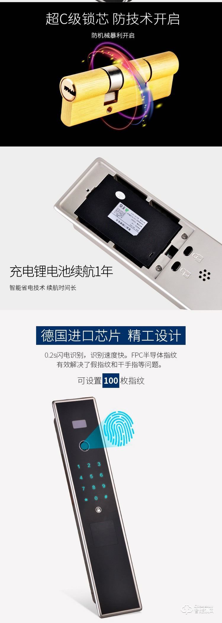 羅斯盾智能鎖 全自動(dòng)防貓眼超B級(jí)鎖芯