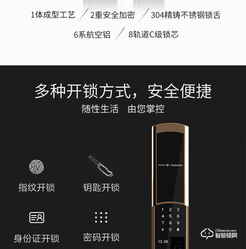 國民安全智能鎖 V5虛位密碼鎖家用指紋鎖