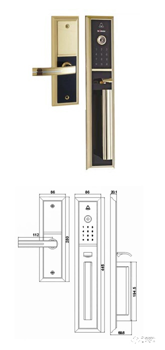 皇鼎智能鎖 DH-6601-CPF-BNPVD 電子觸屏密碼指紋拉手鎖