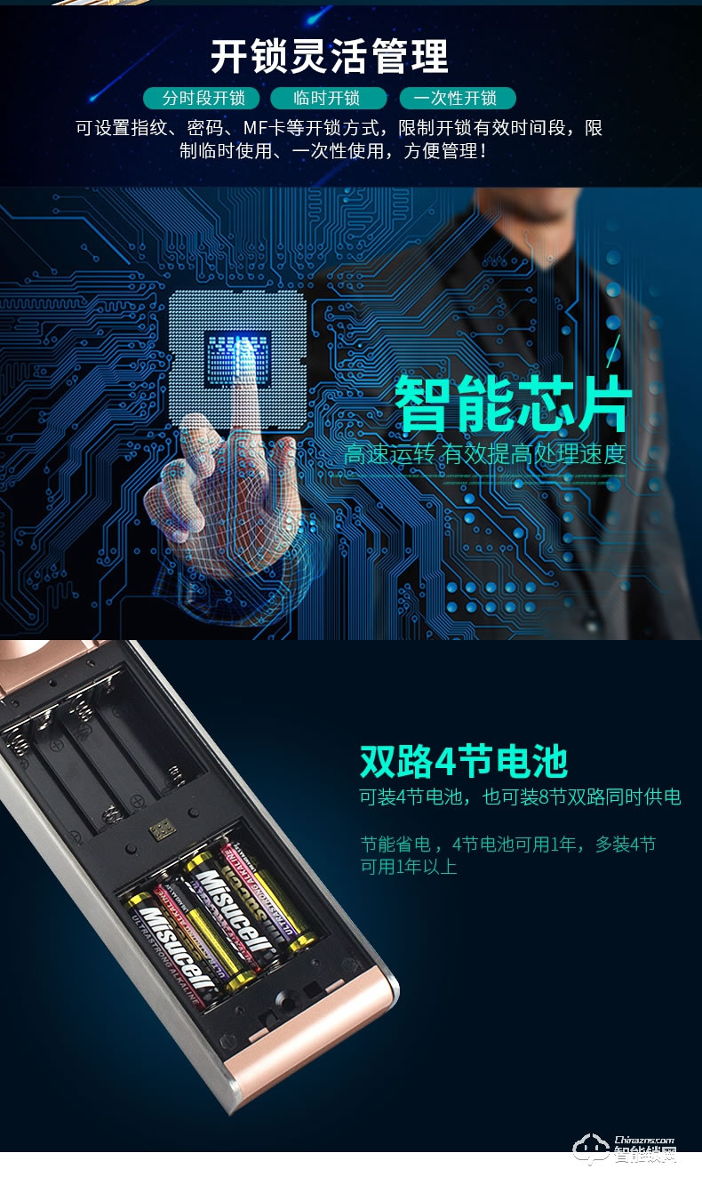 天圖智能鎖 家用智能電子鎖防盜雙開大門防盜鎖