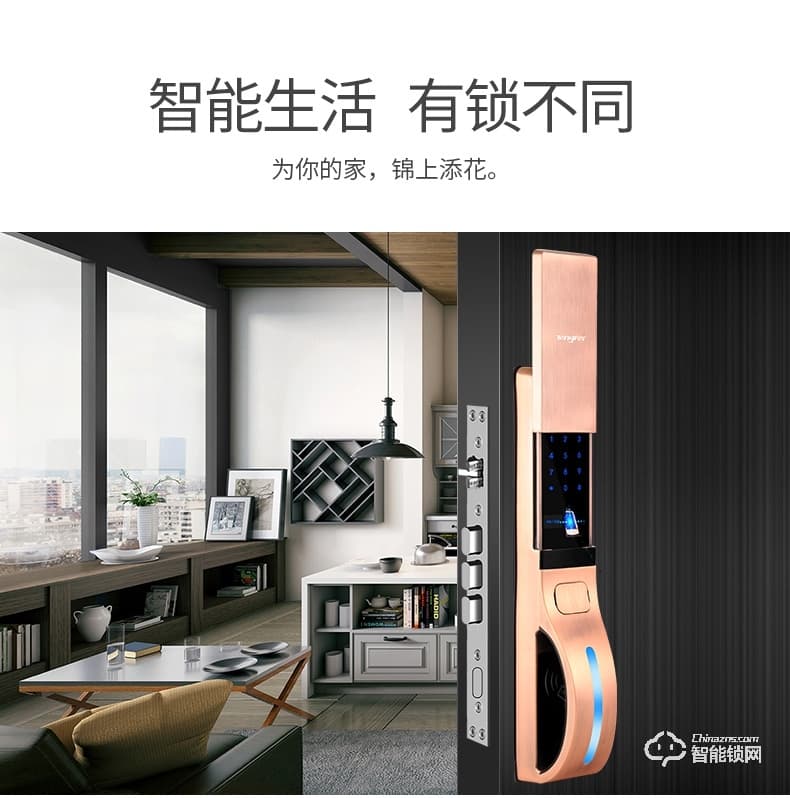 騰飛指紋鎖 家用密碼鎖推拉式防盜門智能感應鎖