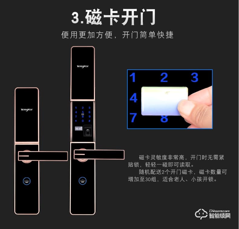 騰飛指紋鎖 家用辦公室內(nèi)臥室房門大門電子防盜門鎖