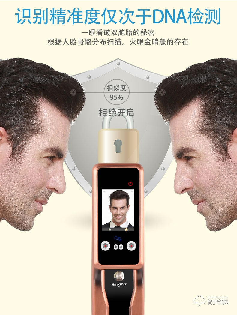 騰飛指紋鎖 全自動人臉識別鎖家用防盜門鎖