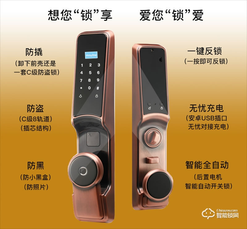 紋盾美智能鎖 A361全自動智能鎖