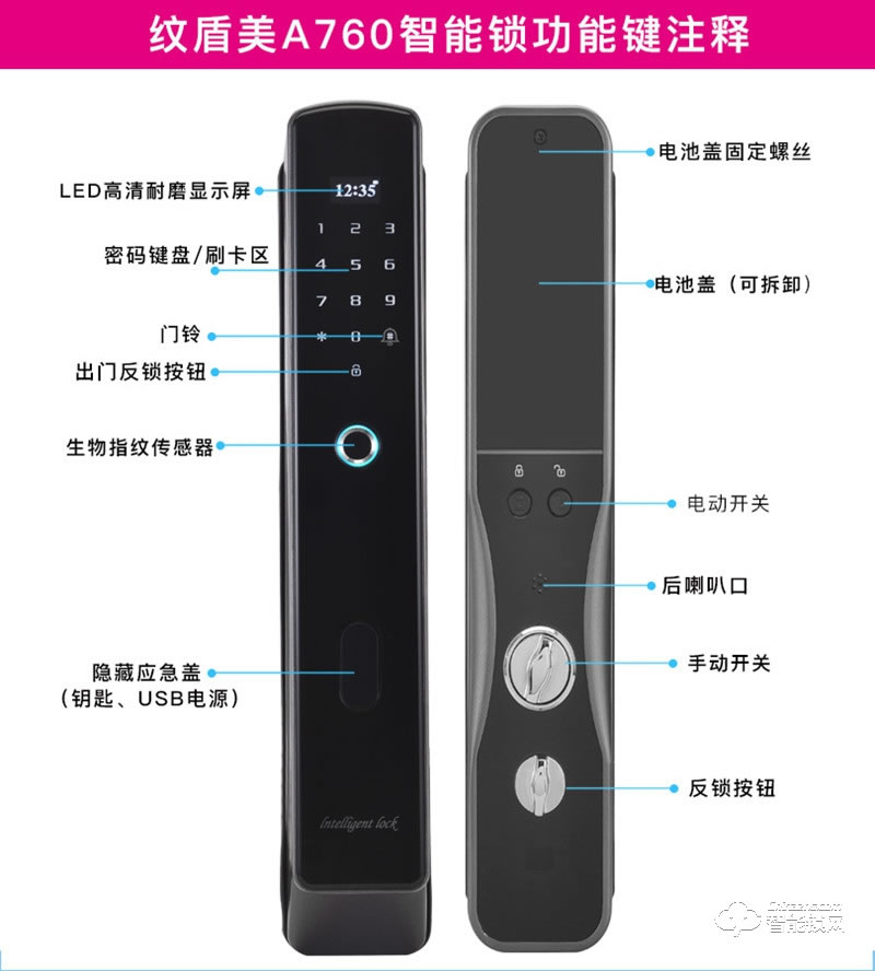 紋盾美智能鎖 A730全自動智能鎖