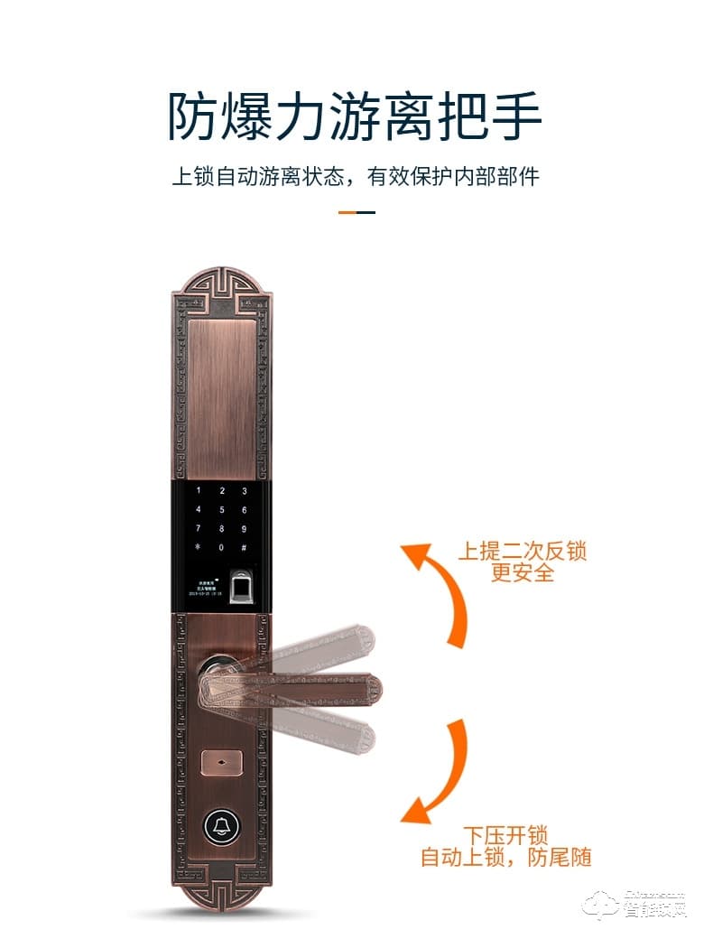 巨頭智能鎖 復古銅門雙開門智能門鎖