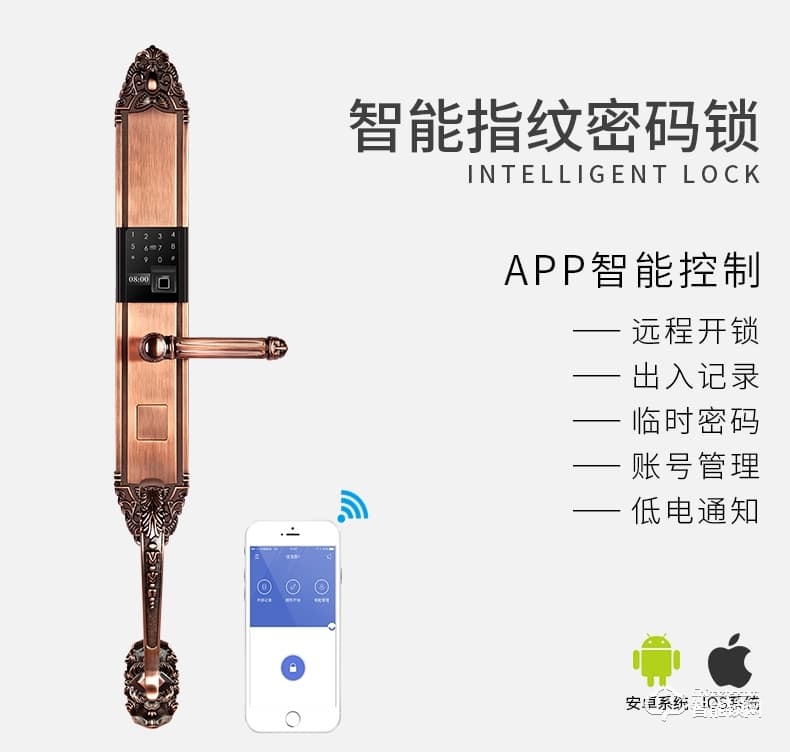 佳寶麗智能鎖 歐式智能家用防盜大門鎖