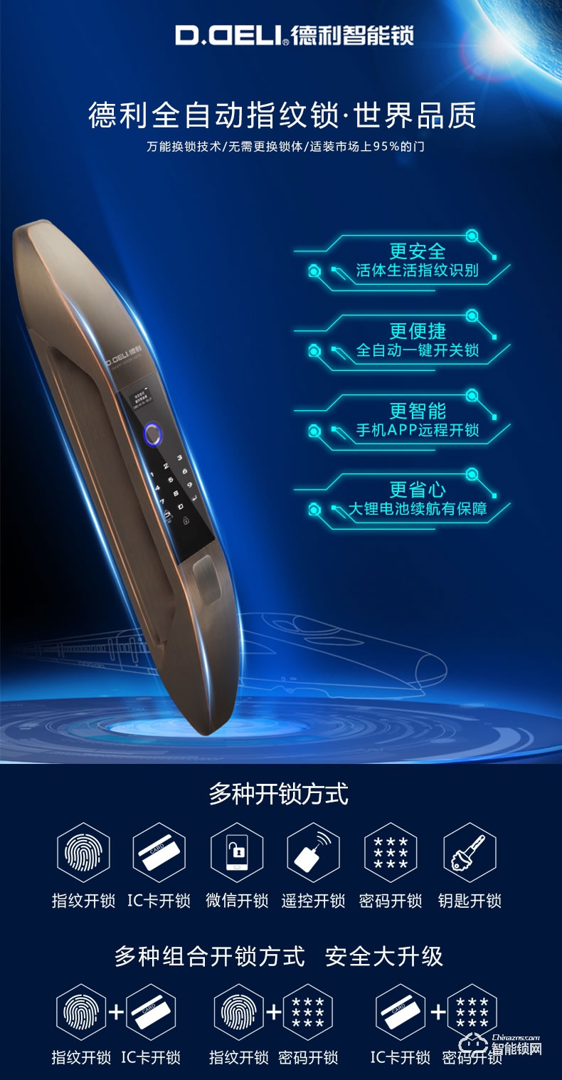 德利智能鎖 DZ001全自動智能密碼電子感應鎖