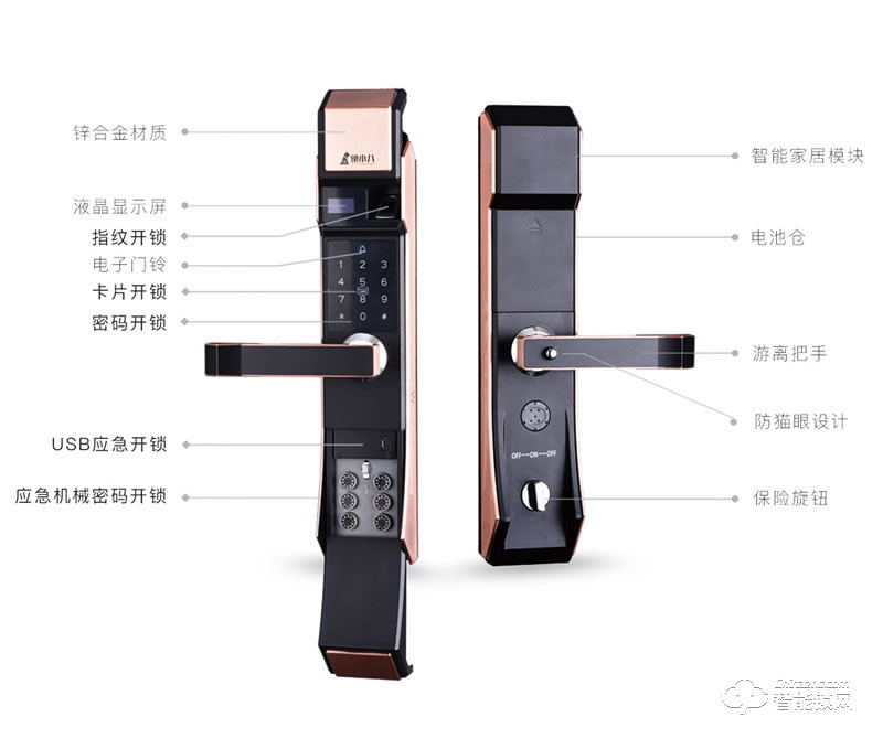 鎖小八指紋鎖 F7無(wú)鎖芯安全指紋鎖