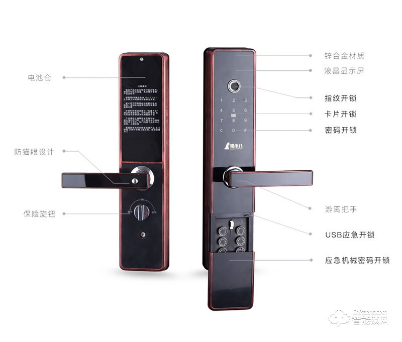 鎖小八指紋鎖 F5直板無鎖芯指紋鎖