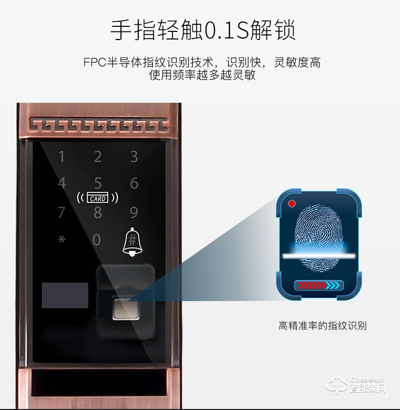 我愛我家智能鎖 時尚滑蓋防撬報警指紋鎖
