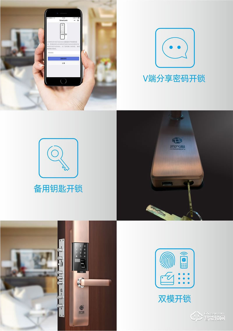 鴻興福智能鎖 H6002全自動(dòng)滑蓋智能指紋鎖