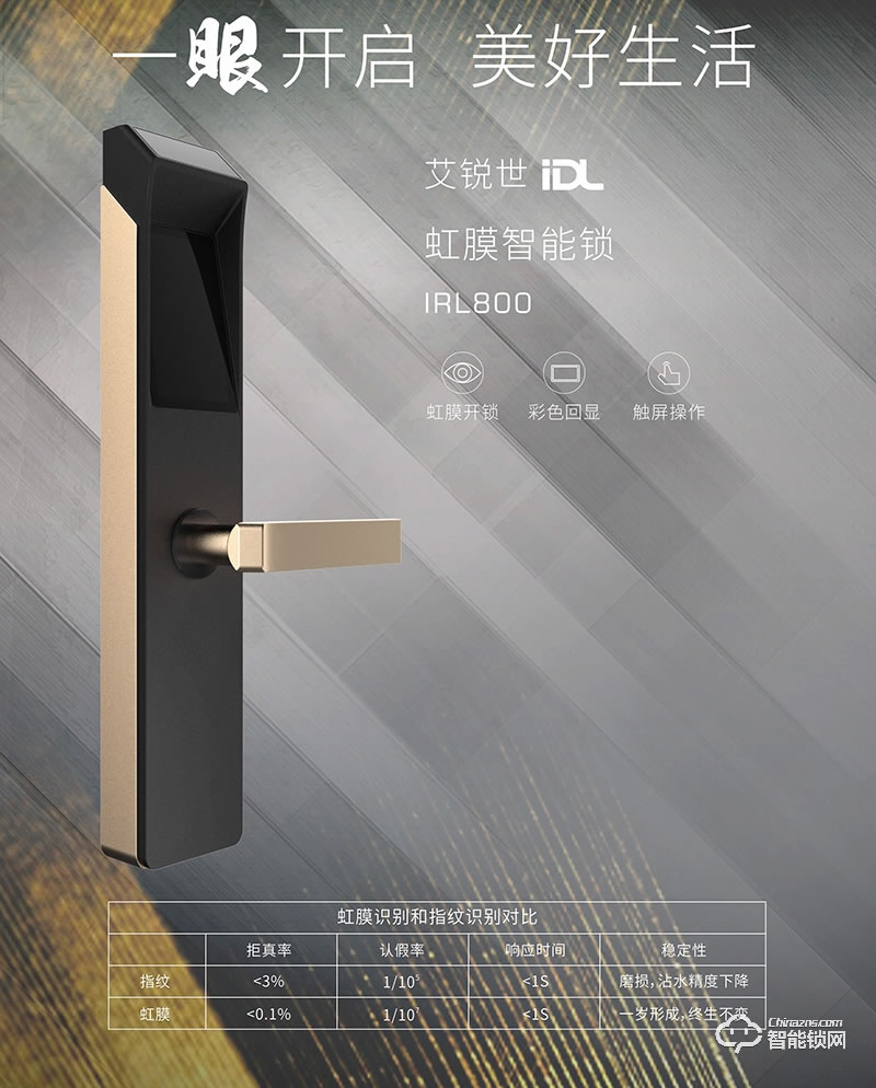 艾銳世虹膜智能鎖 IRL800時尚平板虹膜識別智能鎖
