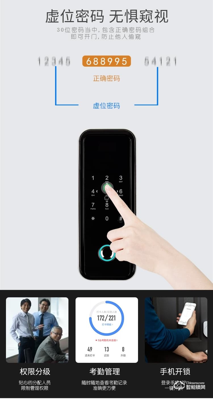復(fù)旦申花智能鎖 A1辦公室玻璃門(mén)鎖
