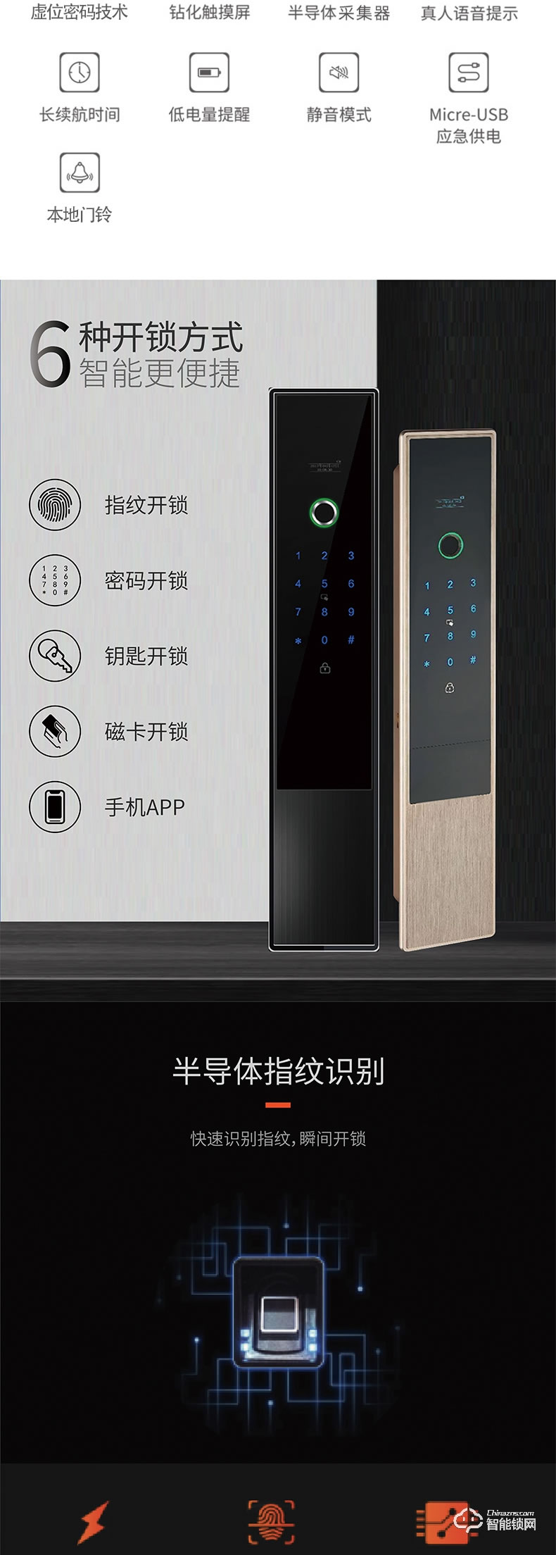 美利保智能鎖 M700直板密碼智能鎖