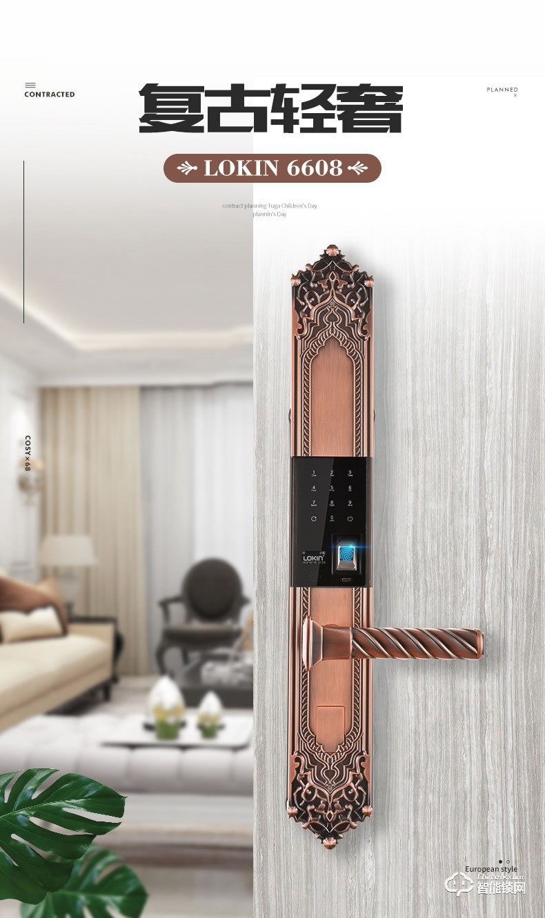 樂肯智能鎖 6608歐式防盜門鎖智能鎖智能鎖