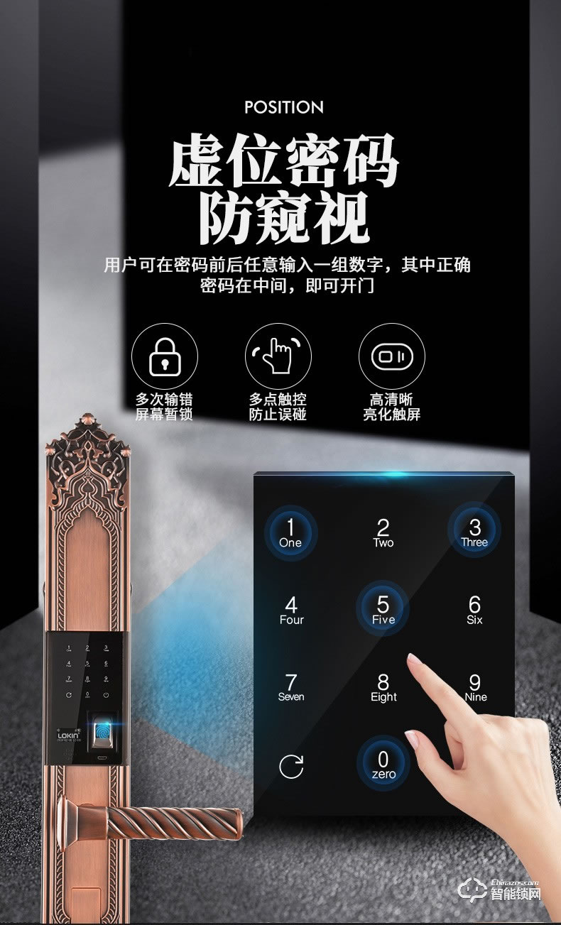 樂肯智能鎖 6608歐式防盜門鎖智能鎖智能鎖