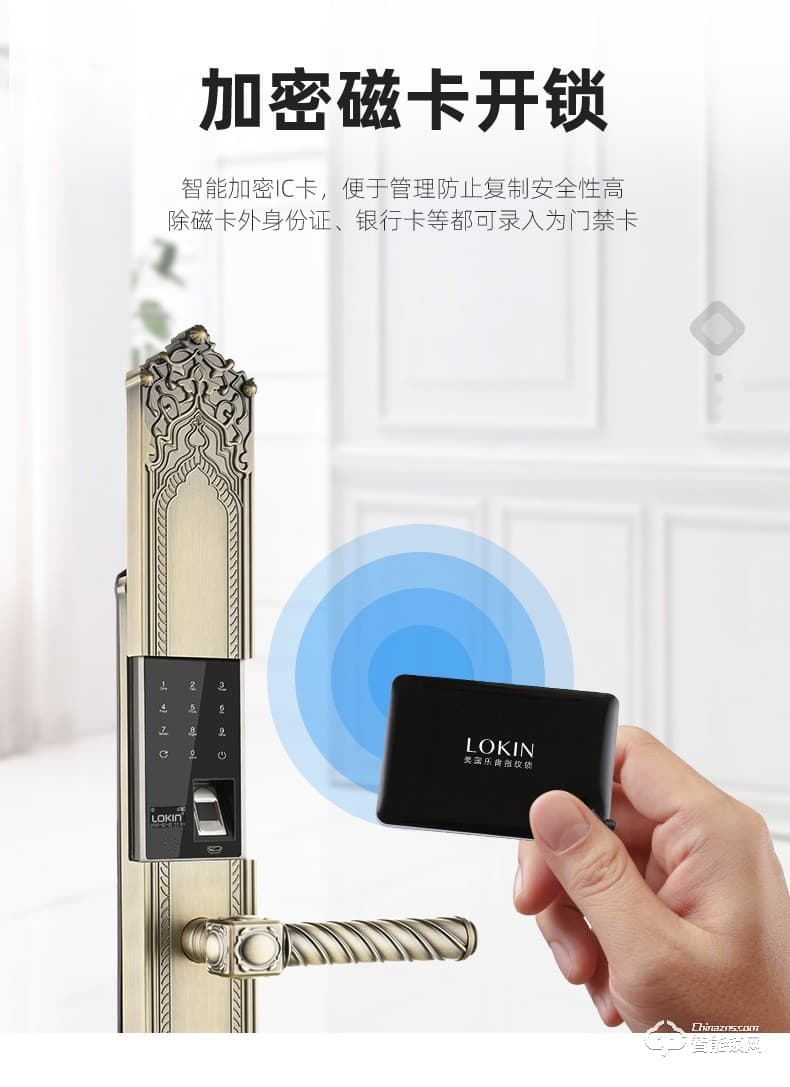 樂(lè)肯智能鎖 6609-L歐式古典大拉手智能門鎖