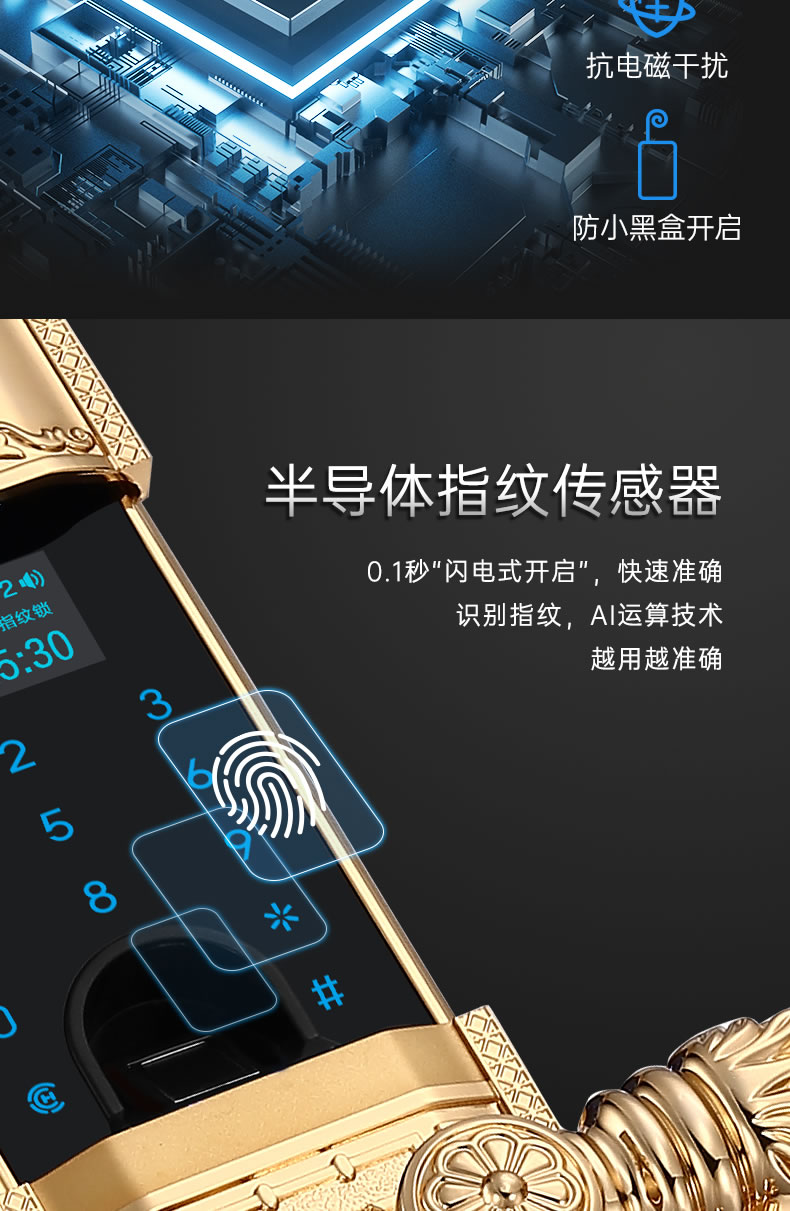 黑龍智能鎖 802別墅門指紋鎖家用防盜門鎖