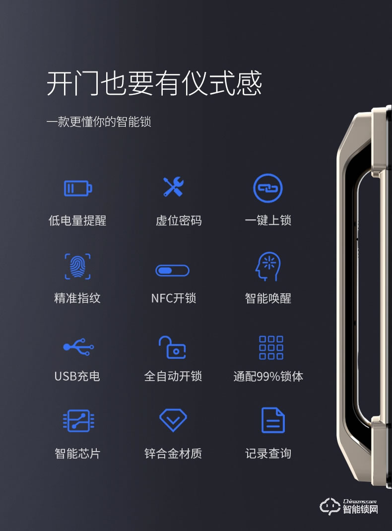 AOC智能鎖 E6家用防盜門大門電子鎖刷卡門鎖