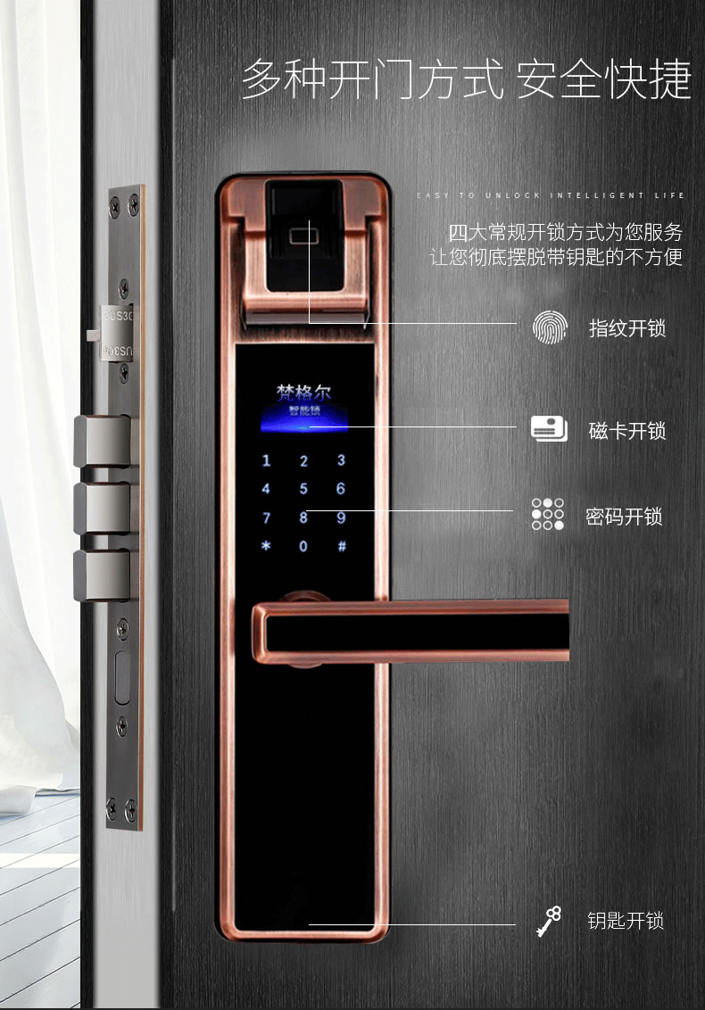 佰德龍智能鎖 239家用防盜門電子密碼鎖
