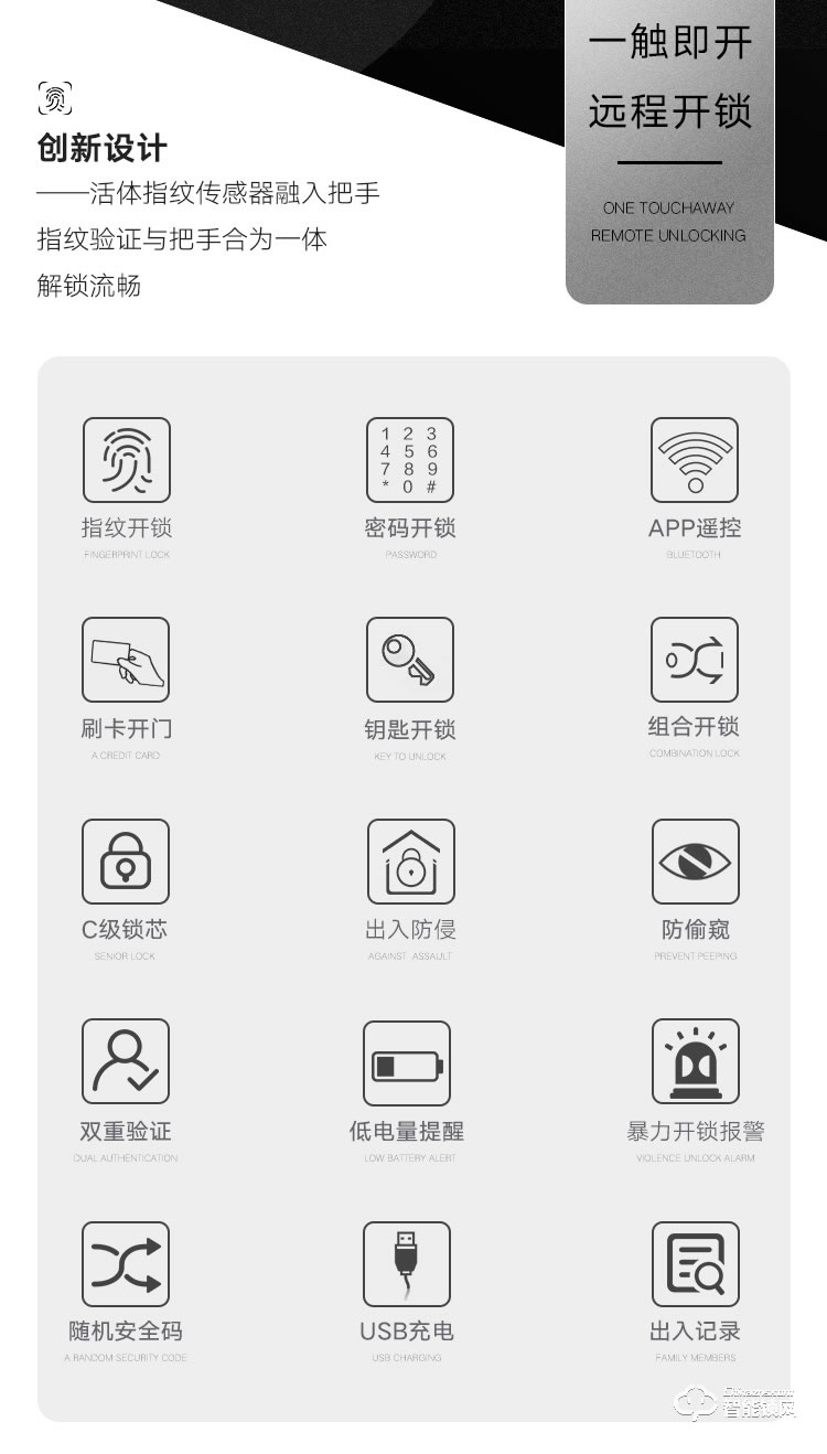 艾創米智能鎖 TK01-1全自動監控攝像頭防盜門電子鎖