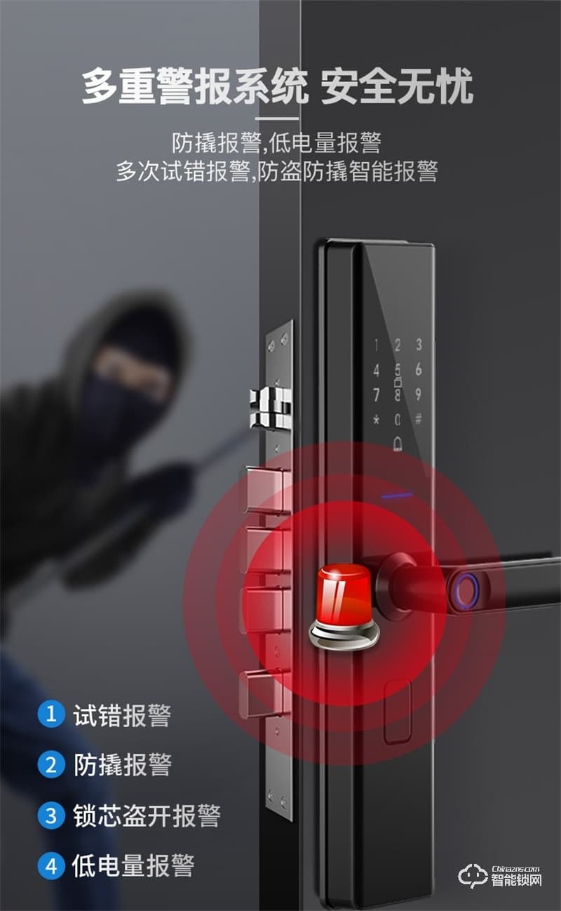 洛克曼A8半自動智能鎖 把手識別雙曲面鋼化玻璃屏