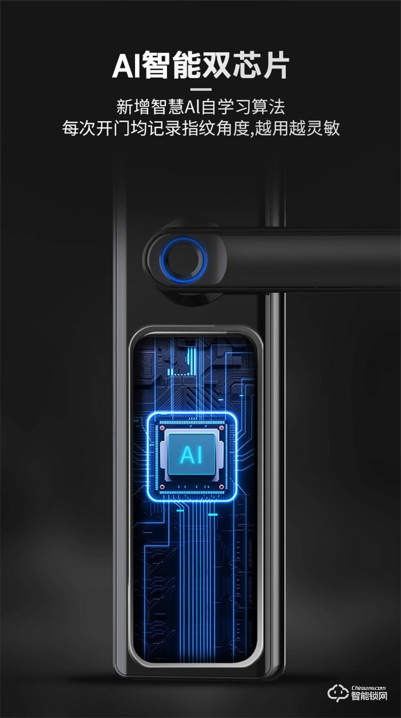 洛克曼A8半自動智能鎖 把手識別雙曲面鋼化玻璃屏