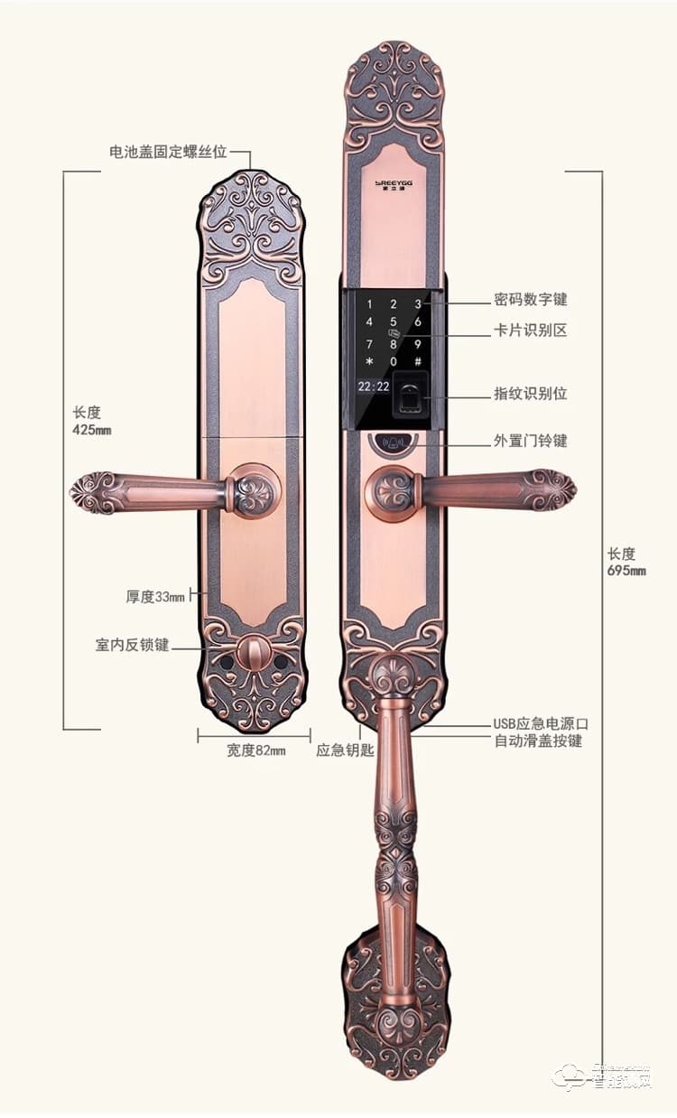 索立捷智能鎖 S-128防盜門歐式半自動別墅門指紋智能鎖