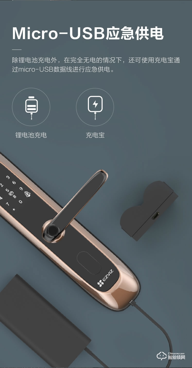 螢石智能鎖 DL20VS一握開指紋電子密碼鎖