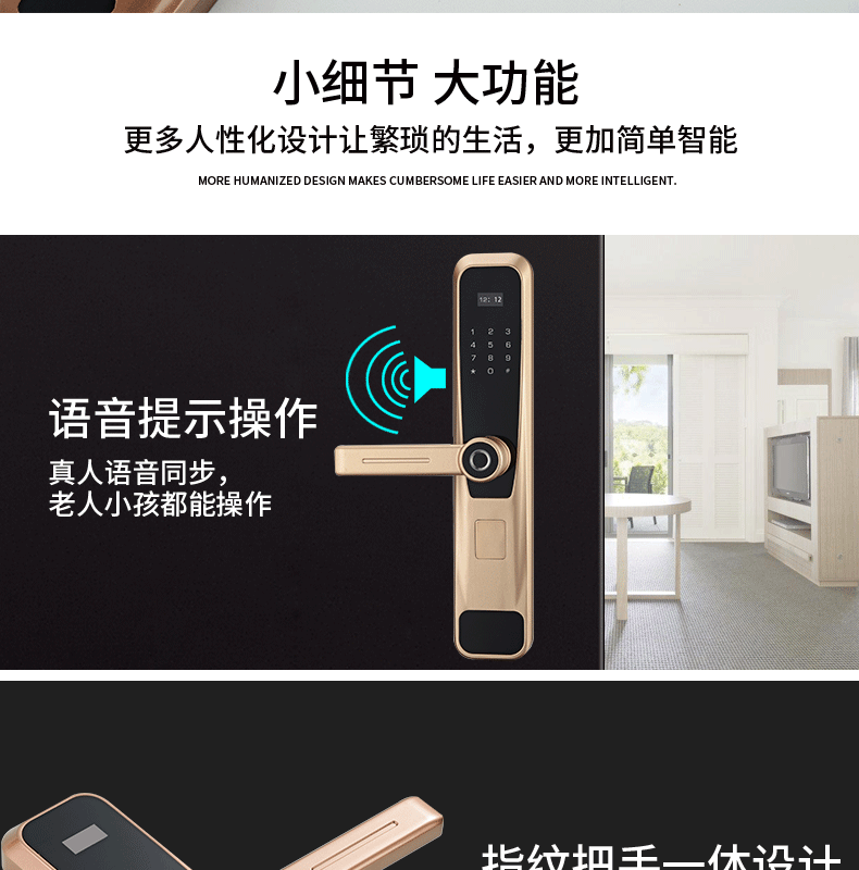 創(chuàng)鴻智能鎖 T21家用一握開把手指紋鎖